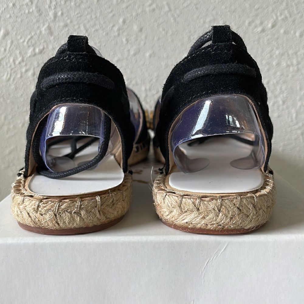 NIB C. Wonder Black Leather a suede Closed Toe Sandals Size 6.5M - Picture 4 of 7